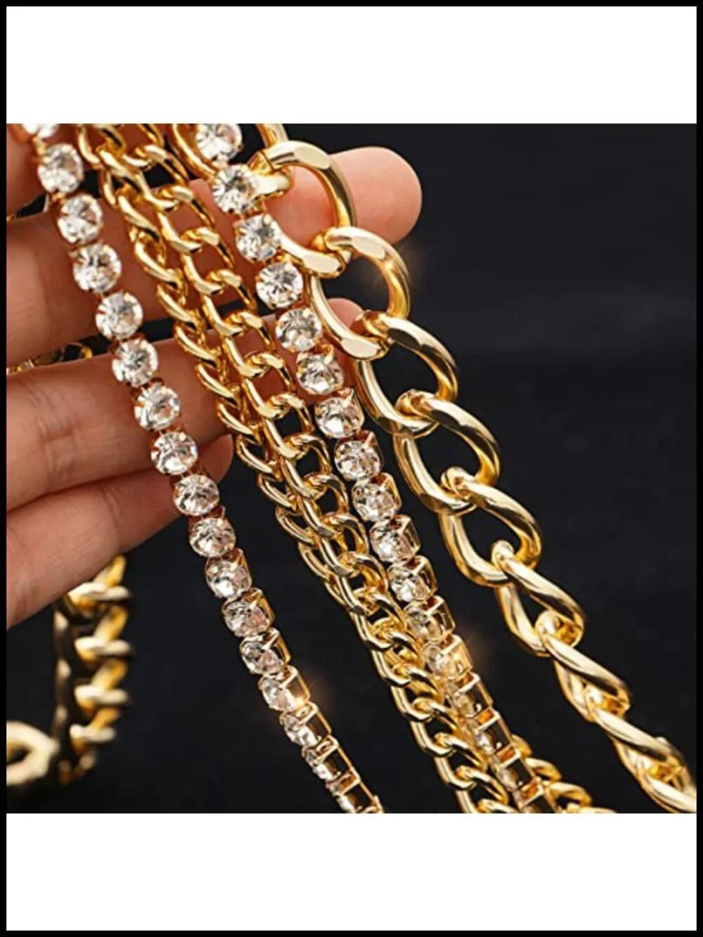 Multilayer Rhinestone Chain Belt for Women Waist Chain Curb Link